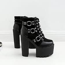 Amazon.com | GDGYDH Gothic Platform Boots for Women Buckle Strap Black Combat Boots High Chunky Heels Womens Fall Ankle Booties with Zipper and Lace Up Stripper Punk Style Halloween Aesthetic Shoes |