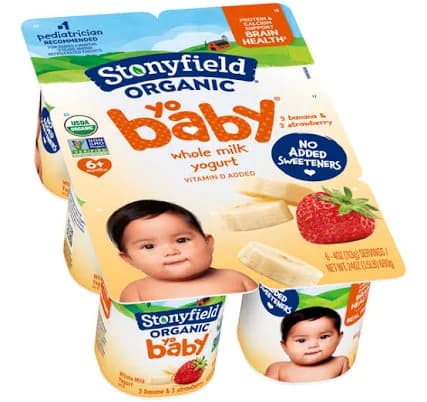 Stonyfield Organic Banana & Strawberry Whole Milk Baby Yogurt Cups