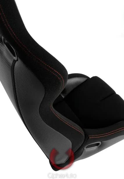 Cipher Black Premium Cloth W/Red Stitching Reclining Bucket Racing Seats PAIR | Lifetime Warranty | Passenger Side | Reclining Seat
