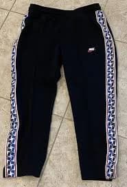 Nike Jogger Track Pants Black Taped Side Stripe Nike LOGO Large L Tear Away VTG