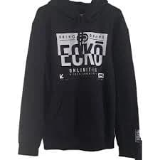 Ecko Unltd. Black Fleece Pullover Hoodie L Rhino Logo Hooded Pockets