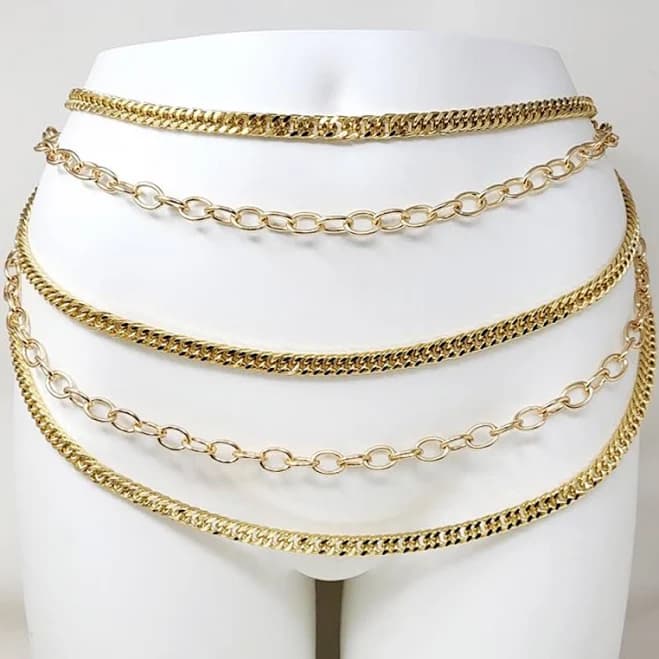 Draped Gold Chain Waist Statement Belt