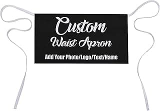 Custom Apron with 3 Pockets, Customized Picture Chef Cooking Aprons Personalized Logo Kitchen Apron with Adjustable