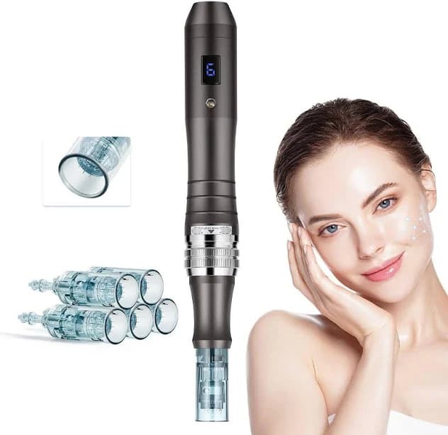 Glintex - Professional Microneedling Pen, Electric Derma Pen w/ 5×16 Pin Cartridges, LCD, 6 Speeds, Adjustable 0–2.5mm Needle