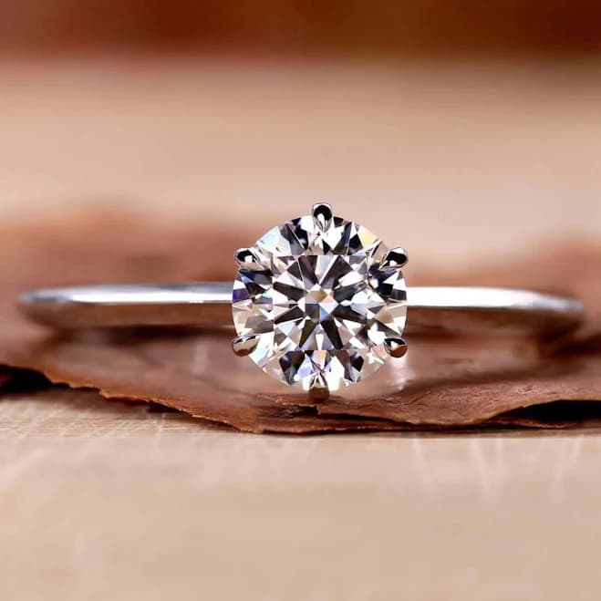Round Lab Created Diamond Solitaire Engagement Ring for Women
