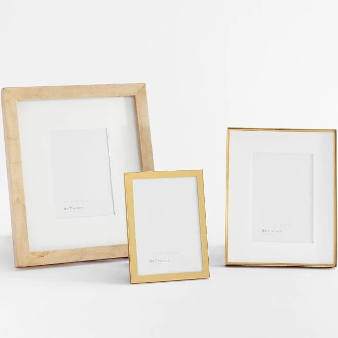 Pottery Barn Burlwood & Brass Assorted Frame Set of 3