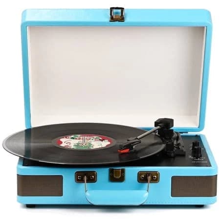Retroaudio Record Player Turntable Portable Suitcase Vinyl Record Player Bluetooth Audio Turntable with Built-in Speakers