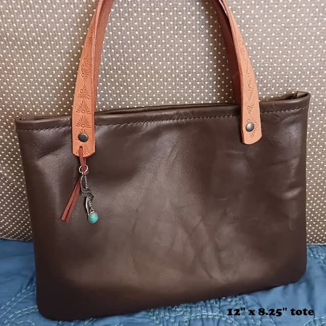 Handmade Leather Book Bag with Charm