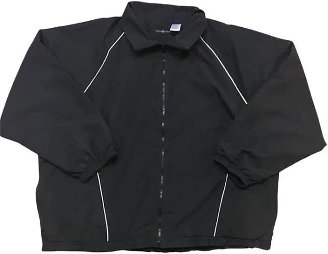 Large Microfiber Track Jacket Windbreaker Black W/white Piping