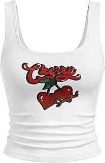 Women Graphic Tank Top Summer Fitted Square Neck Sleeveless Ruched Tops