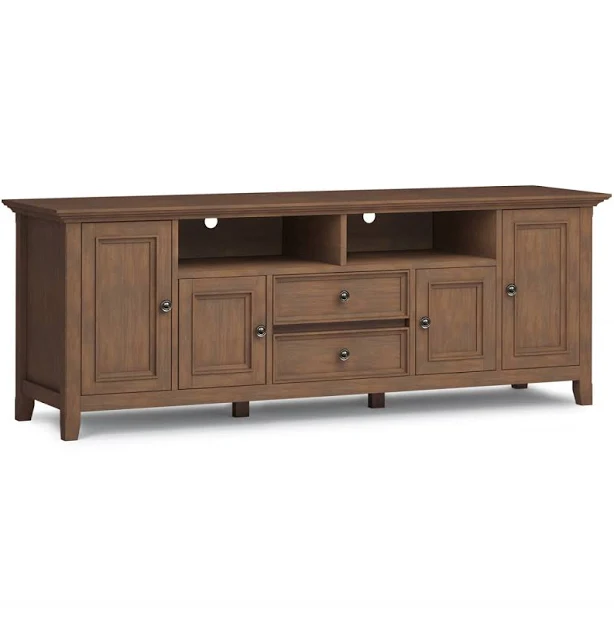 Simpli Home Amherst 72 inch Wide Solid Wood Transitional TV Stand