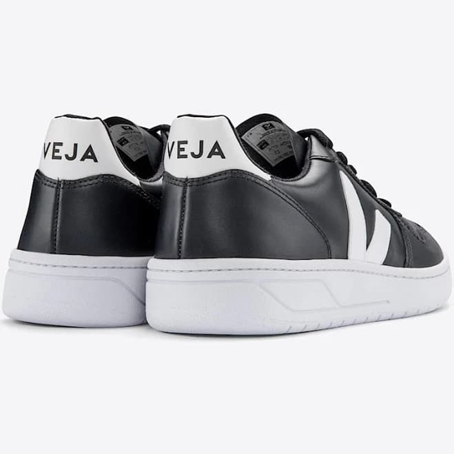 V-10 Leather Black White White Sole