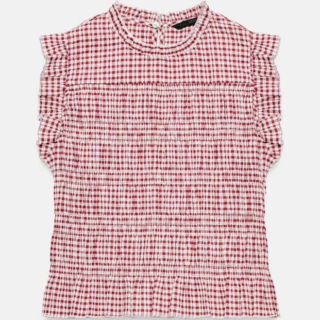 Zara Gingham Smocked Top