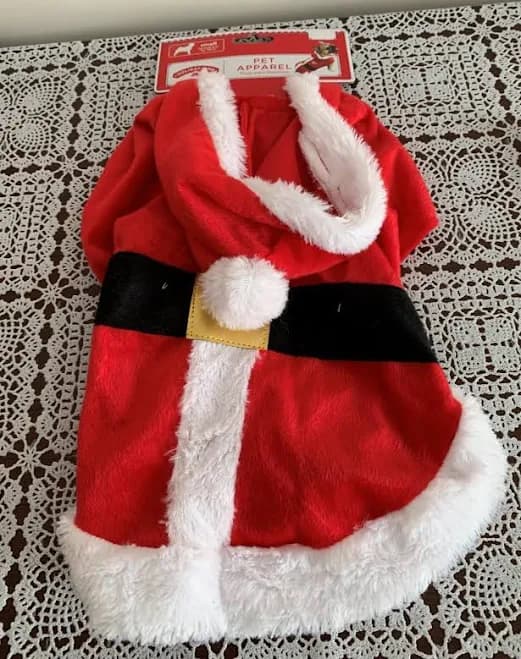 Holiday Time Dog Santa Claus Suit Outfit Hoodie SMALL Red Velvet Fur