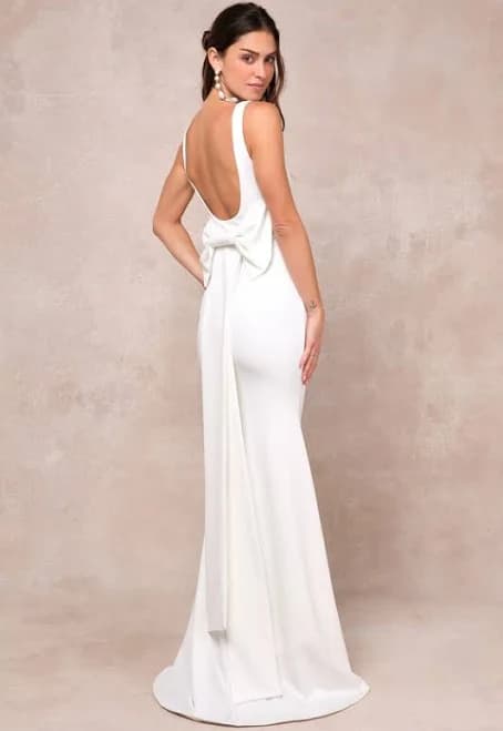 Lulus Bow Square Neck Backless Maxi Dress