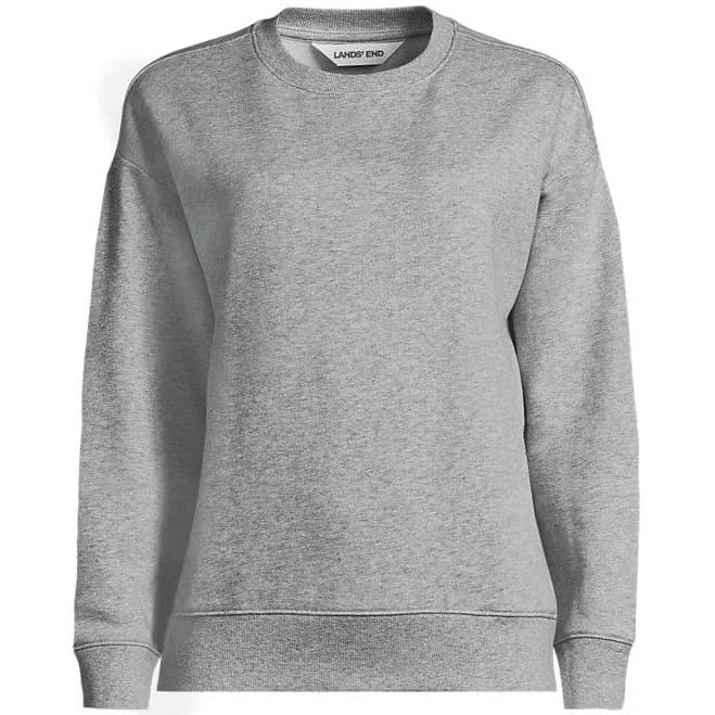 Lands' End Women's Relaxed Serious Sweats Long Sleeve Crewneck Sweatshirt