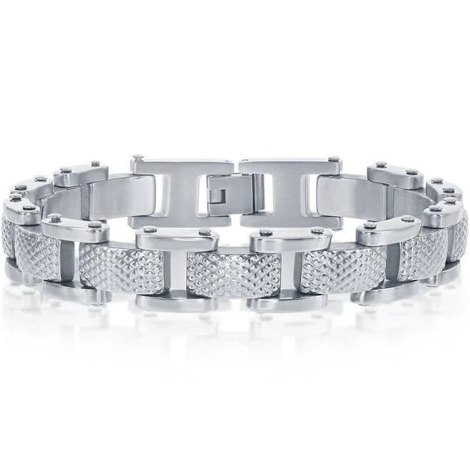 Black Jack Men's Linked Grid Stainless Steel Bracelet
