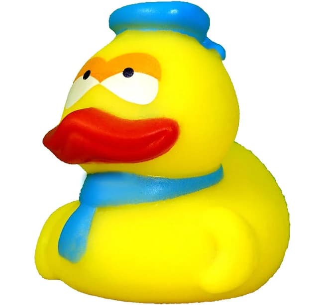 Blue Hat Rubber Duck Blue Scarf Big Red Lips Calm Classic 2" Floating Bath Toy