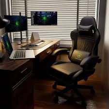 ComHoma Gaming Chair with Bluetooth Speakers Faux Leather Music Video Game Chair Ergonomic Computer Desk Chair, Green HD-GT901-IVORY - The Home Depot