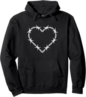 Barbed Wire Heart Tee Wire Shaped Heart Wire Barbed Heart Pullover Hoodie