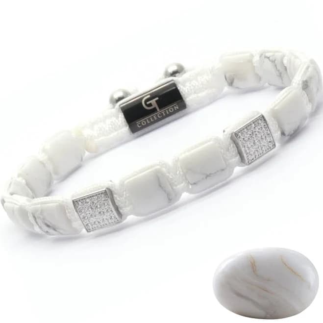 White Howlite Flatbead Bracelet