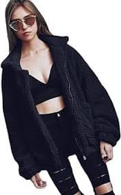 Spring, autumn and winter casual coat for women imitation fur plush baggy coat : Amazon.sg: Fashion