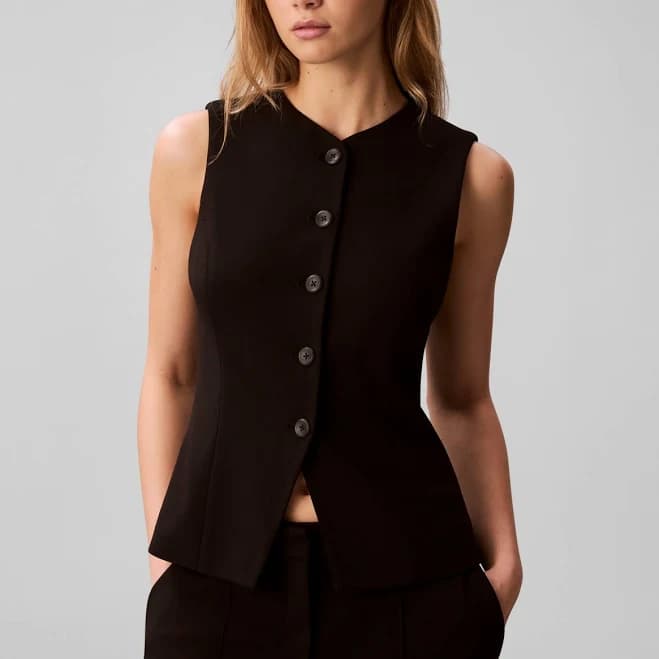 Calvin Klein Women's V-Neck Front Button Vest