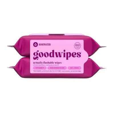Goodwipes Flushable Butt Wipes Rosewater Scented 4 Pack 200 Total XL Wipes