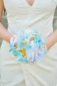 Light Blue, White and Gold Shabby Chic Wedding Bouquet