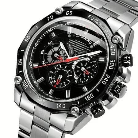 WAHZAUS Men's Mechanical Stainless Steel Watch with Belt