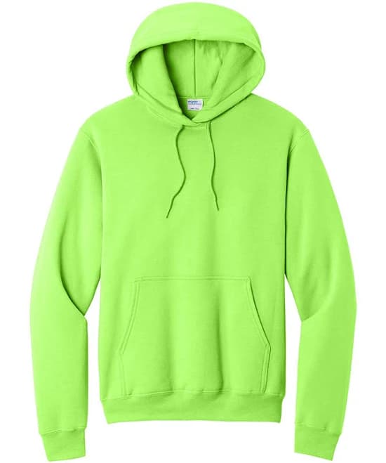 Neon Green Port & Company Fleece Pullover Hooded Sweatshirt - Neon Green - YL