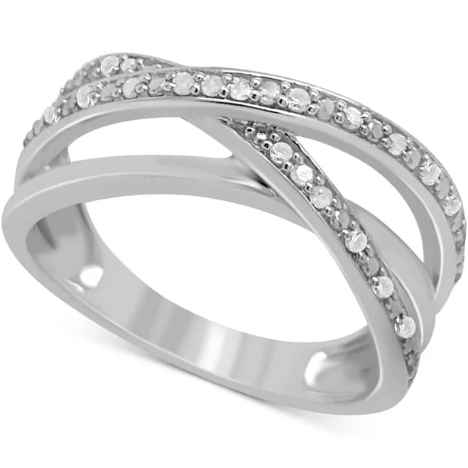 Macy's 1/6 ct. t.w. Diamond Multirow Crossover Ring in