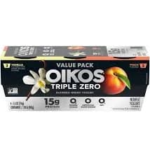 Oikos Triple Zero Peach and Vanilla Nonfat Greek Yogurt Cups