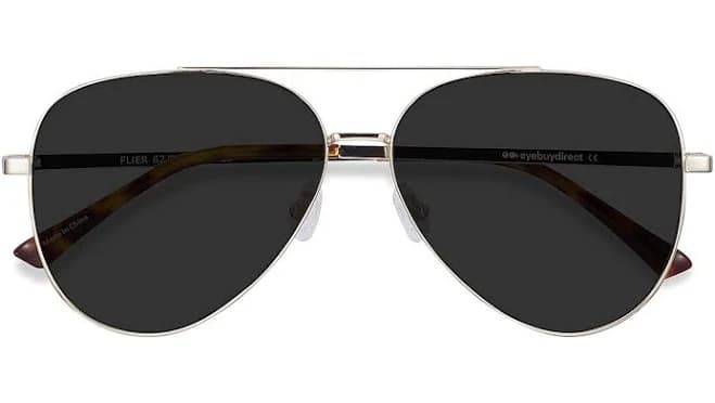 Flier Aviator Metal Sunglasses with 1.6 Basic Tint Lenses