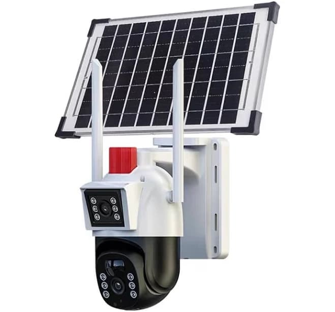 Cluzine - Dual Lens Solar Security Camera, 360° PTZ,PIR Detection,Color Night Vision for Outdoor