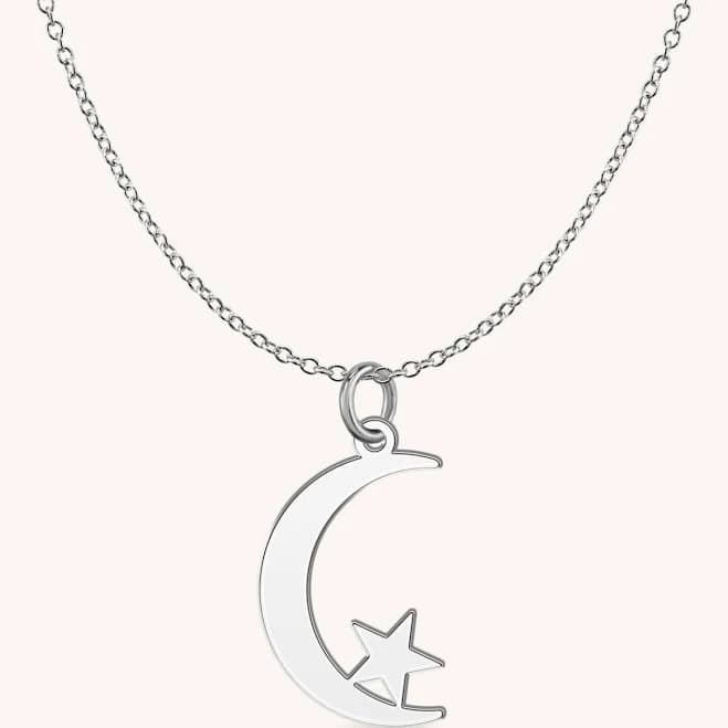 Sterling Silver Crescent Moon & Star Charm