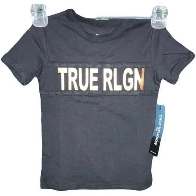 True Religion Shirts & Tops | True Religion Toddler Boys Black T-Shirt With Gold Metallic Logo | Color: Black/Gold | Size: 2tg | Kandl_Resale's Closet