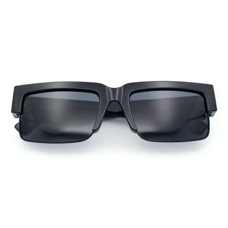 Locs Men's Thick Temple Half Rim Squared Rectangle Gangster Sunglasses