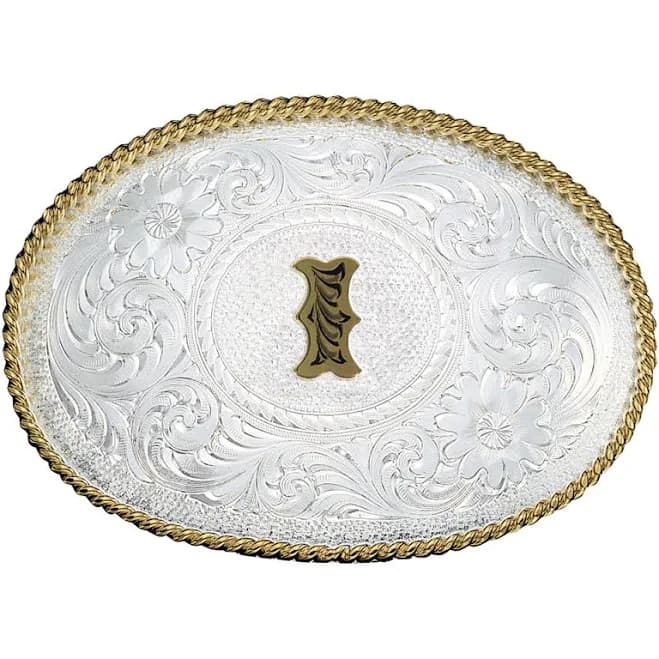 Montana Silversmiths Engraved Initial I Western Belt Buckle