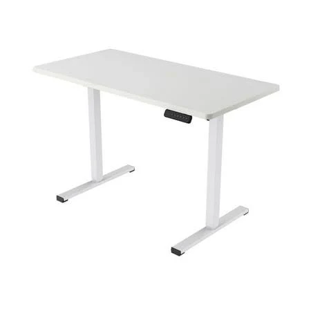 Electric Standing Desk Whole Piece Adjustable Height Desk Home Office Computer Workstation Situp Desk (White+ White Top) Wood + Stainless Steel