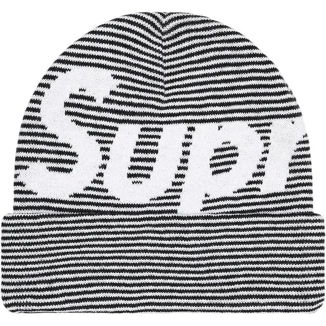 Supreme Big Logo Stripe Beanie