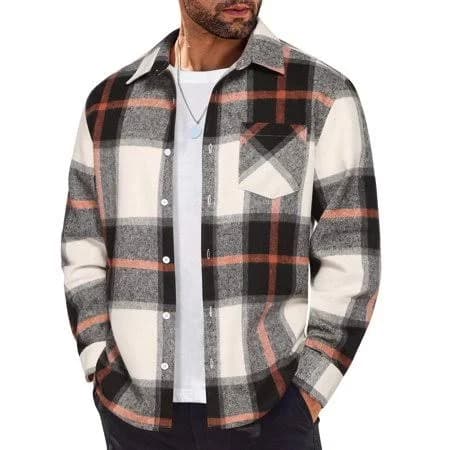 COOFANDY Flannel Plaid Button Down Shirt