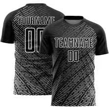 Custom Black White Stripe Line Sublimation Soccer Uniform Jersey