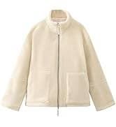 Xunger Women's Embroidered Cardigan Sweater Open Front Button Down Cable Knit Coat with Pockets(0858-Apricot-S-RD) at Amazon Women's Clothing store