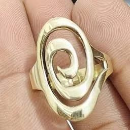 Modern Artistic Gold Abstract Spiral Statement Ring