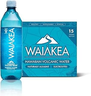 Waiākea - Hawaiian Volcanic Water - Naturally Alkaline Water - pH Range 7.6 to 8.2 - All Natural Minerals & Electrolytes - 100% Recycled Water Bottles - Bottled Water 15 Pack - 23.7 Fl Oz, 700 mL