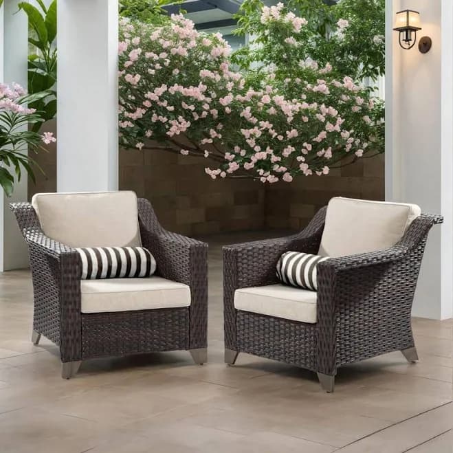 JOYSIDE Patio Wicker Outdoor Lounge Chair with Thick Cushions