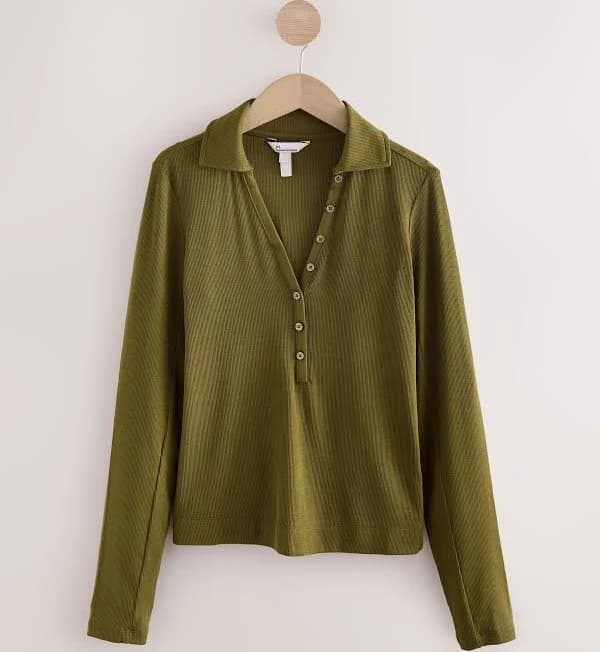 Next Long Sleeve Collar Polo Top