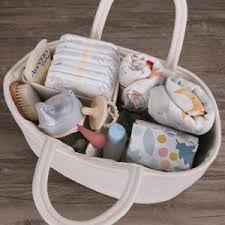Amazon.com : Baby Diaper Caddy Organizer for Girl Boy Cotton Rope Nursery Storage Bin Basket Portable Holder Tote Bag for Changing Table Car Travel Baby Shower Gifts Newborn Essentials Registry Must Haves