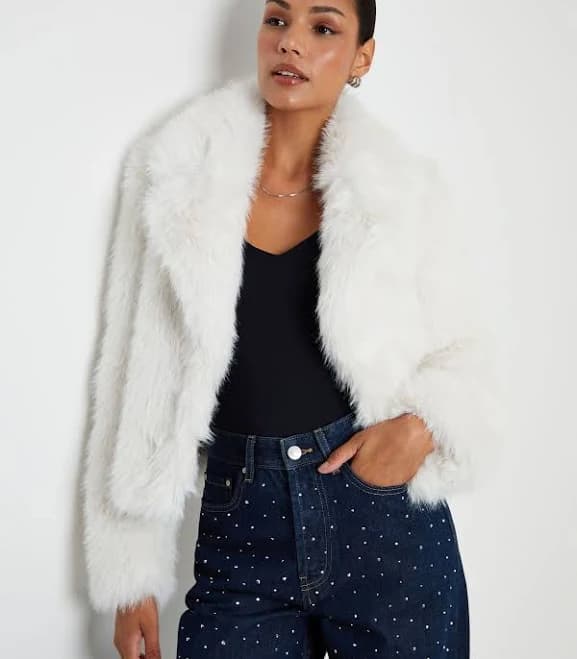Threadbare Women's Cropped Faux Fur Coat